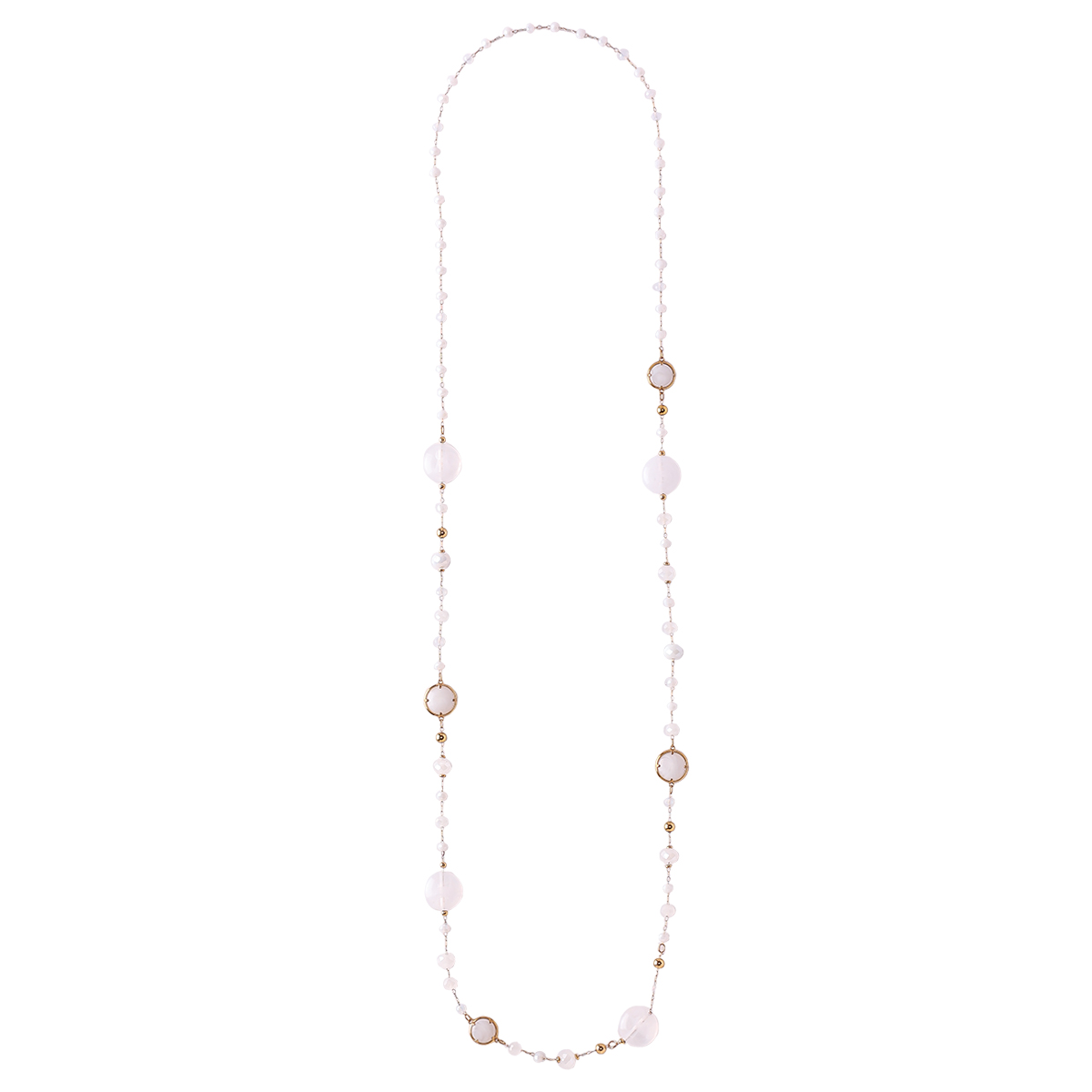 96cm resin crystals stainless steel necklace