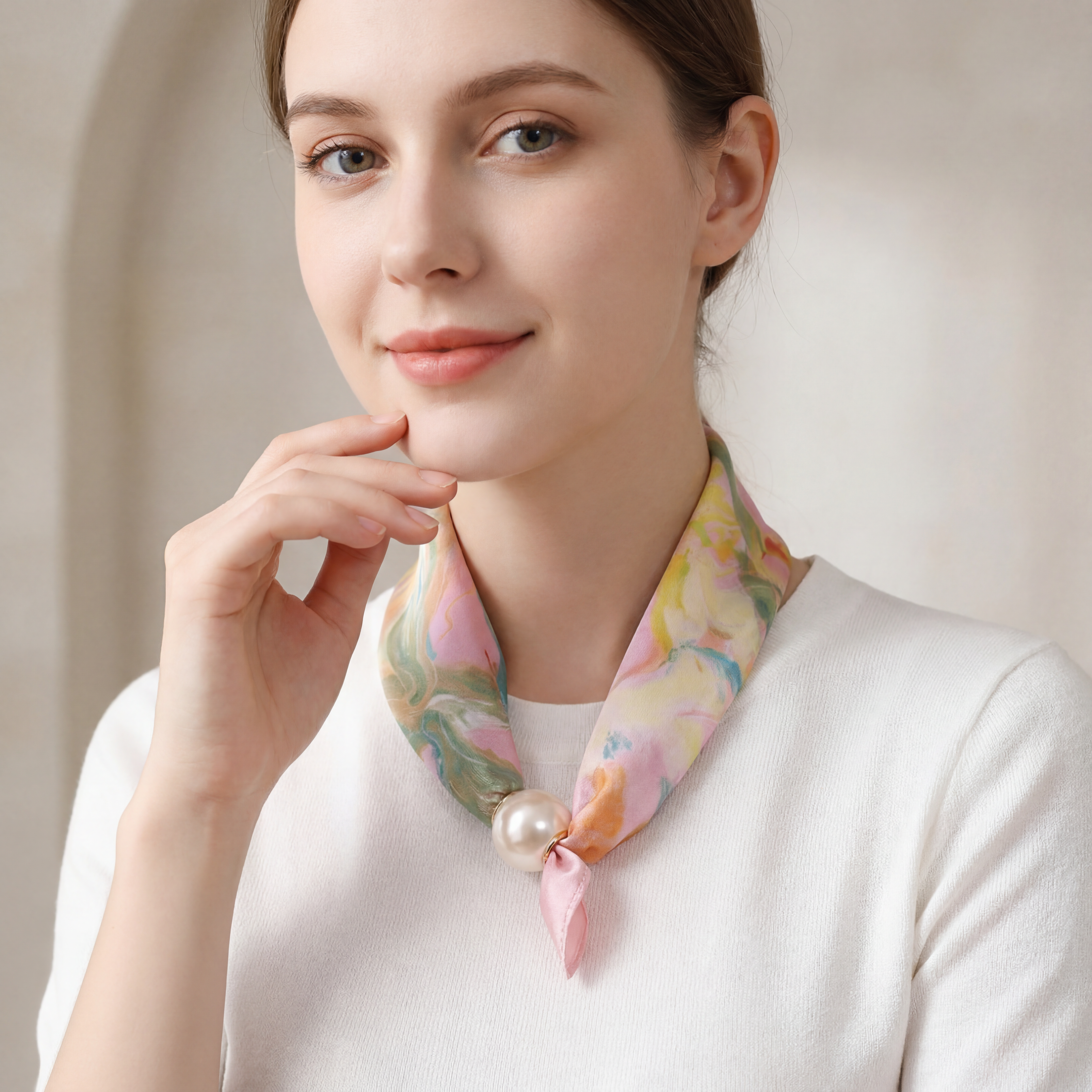 43cm stylish colourful patterned beaded scarf  