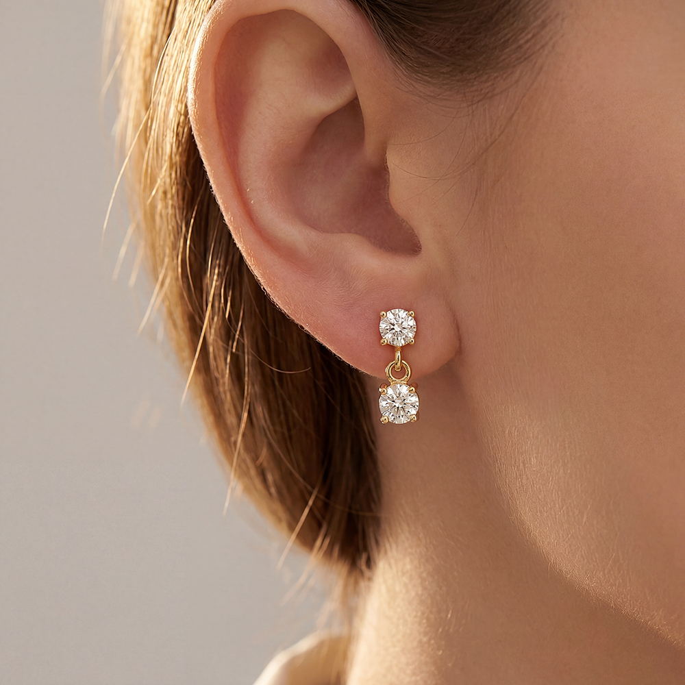 10mm two small zirconia stainless steel earrings      