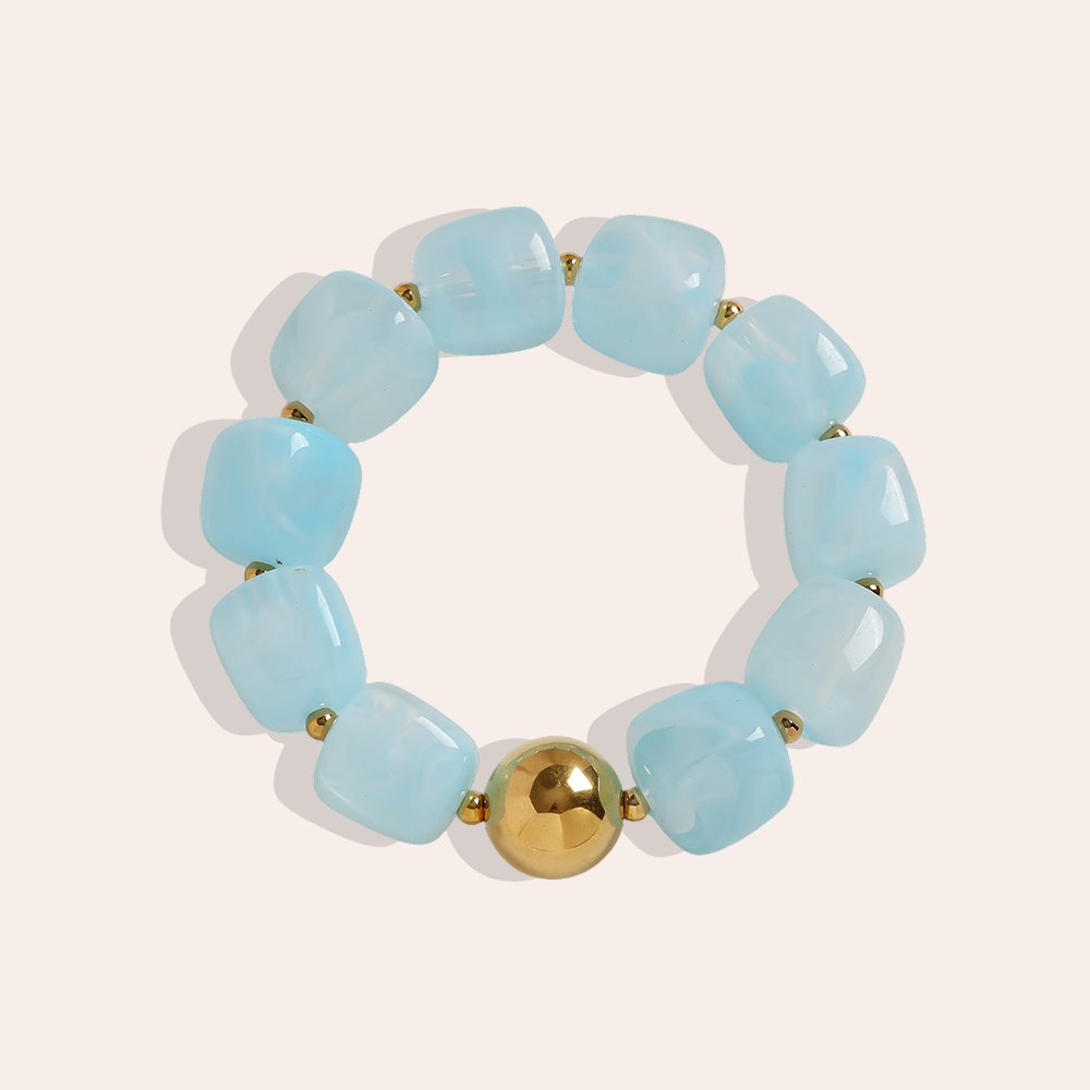 Adjustable resin square round shape stainless steel bracelet