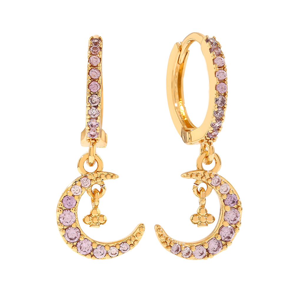 2.6cm Diamond Moon gold-plated earrings       