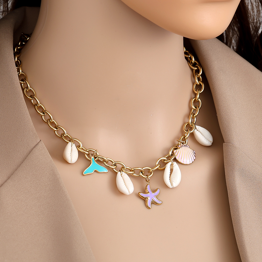 39cm Colourful Ocean stainless steel necklace