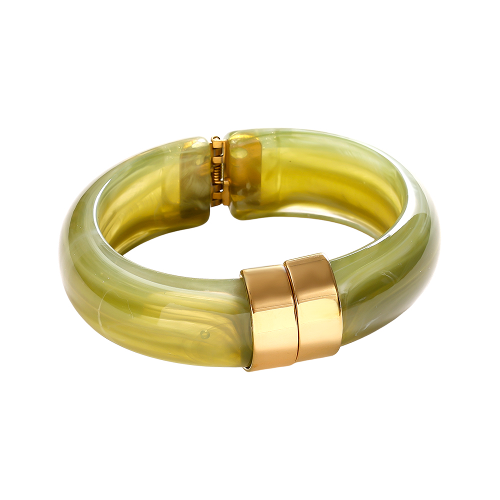 Round chunky resin stainless steel bangle  