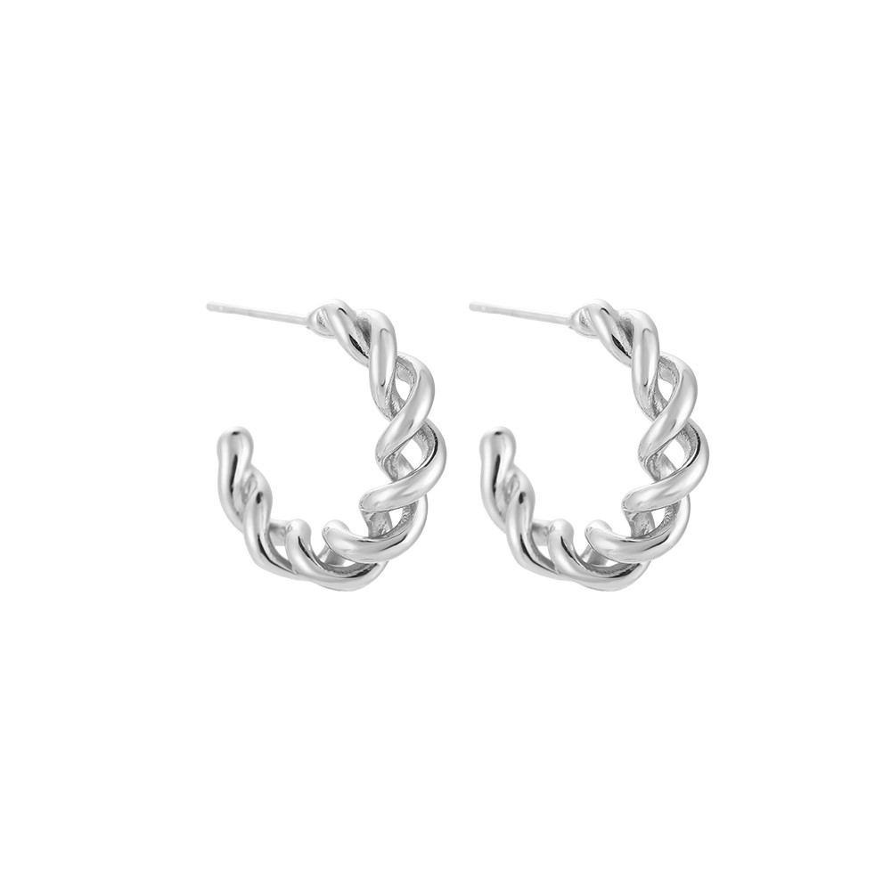 Stretched helix stainless steel stud earrings