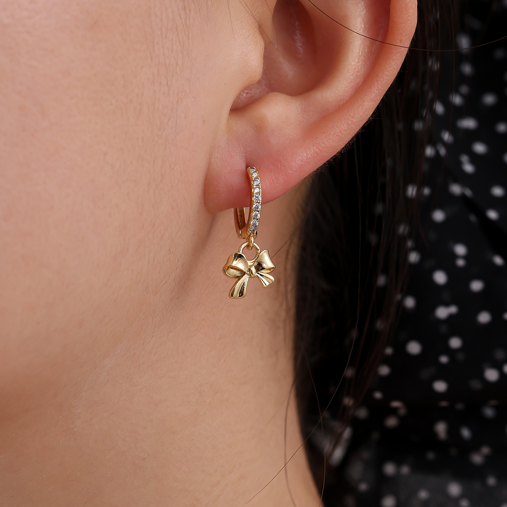 2.4cm Nice Bowtie Gold-plated Earrings   
