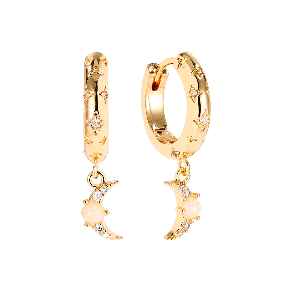 2.5cm Diamond Moon gold-plated earrings     