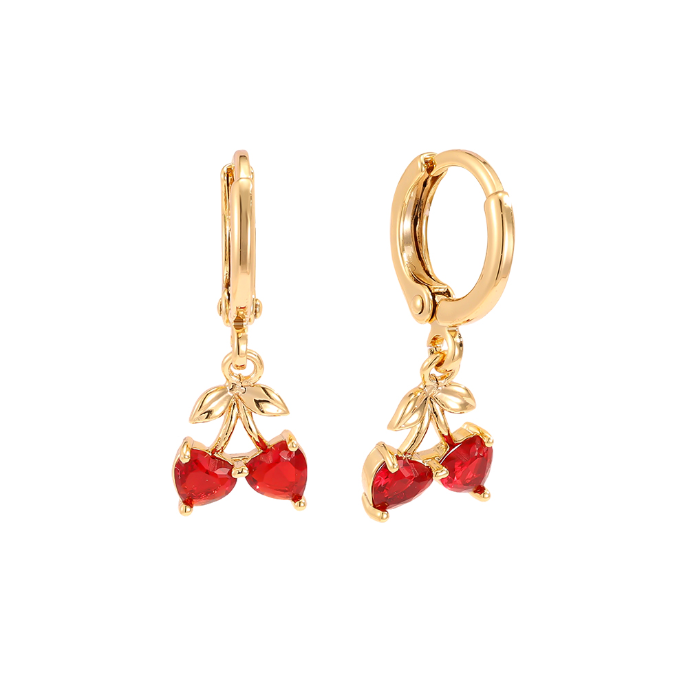 24mm zirconia cherry gold-plated earrings    