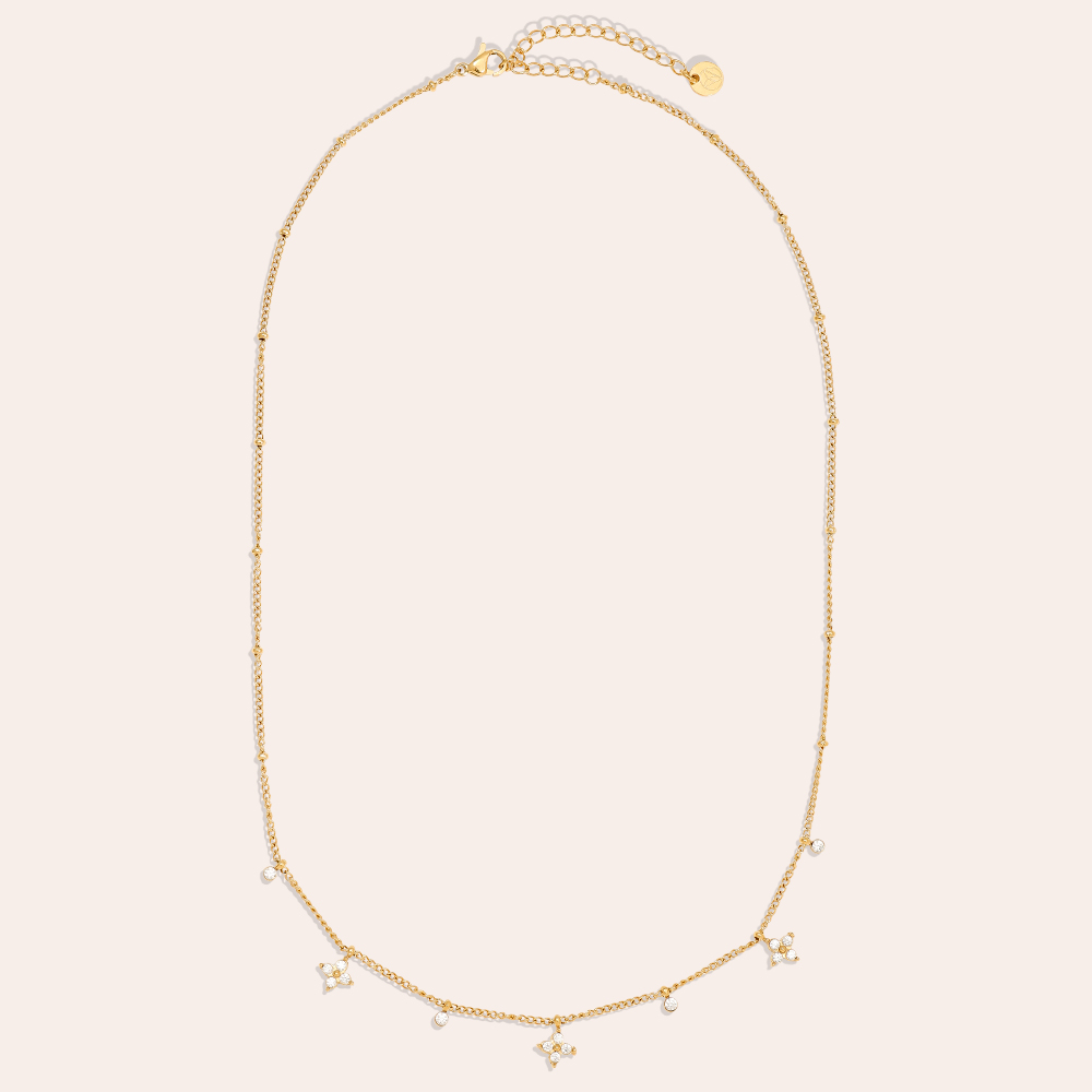 40cm Tiny Diamond Flower stainless steel necklace      