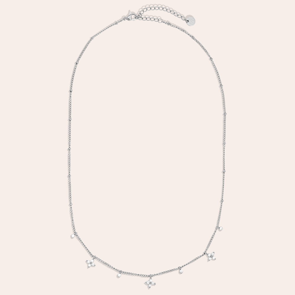 40cm Tiny Diamond Flower stainless steel necklace      