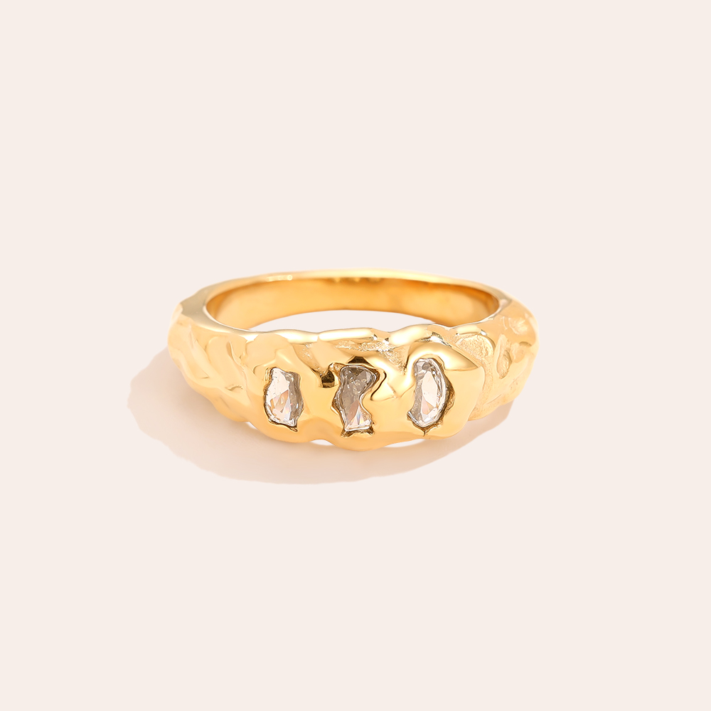 Three Diamonds stainless steel ring    