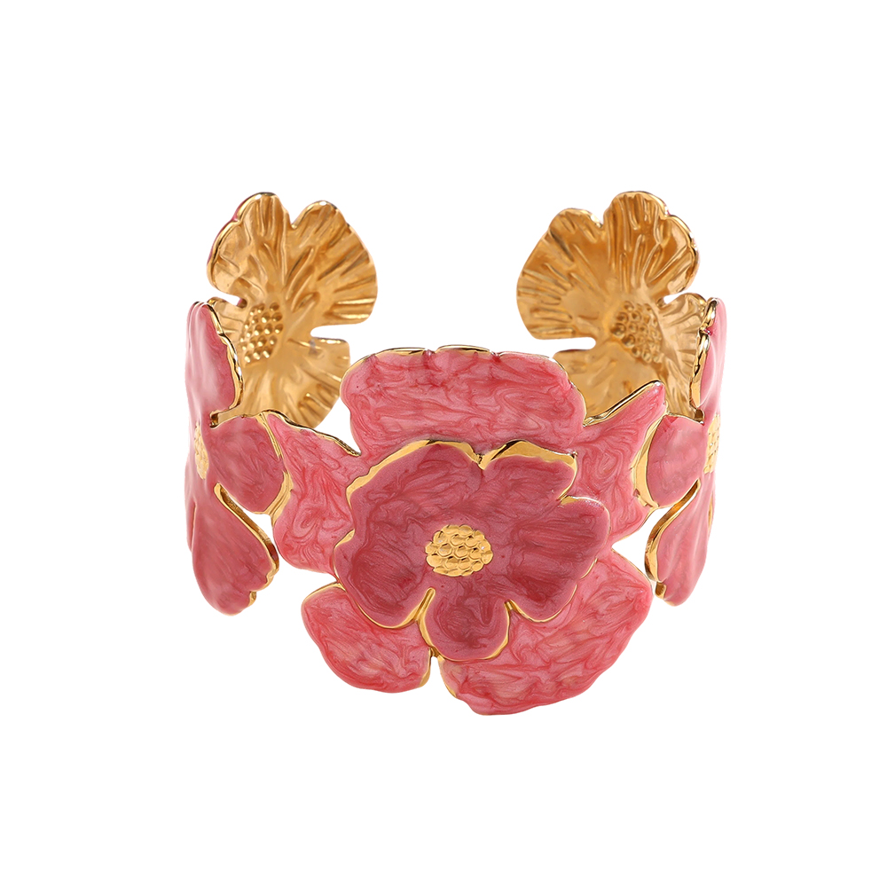 Stainless steel bracelet Adjustable beautiful large flowers