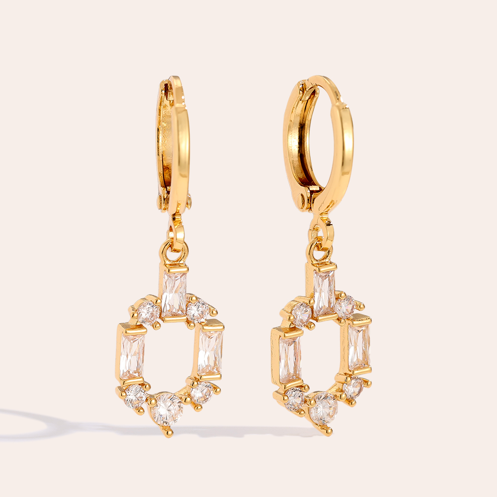 3cm Mini Mixed Diamonds Gold-plated Earrings    3cm Mini Mixed Diamonds Gold-plated Earrings
