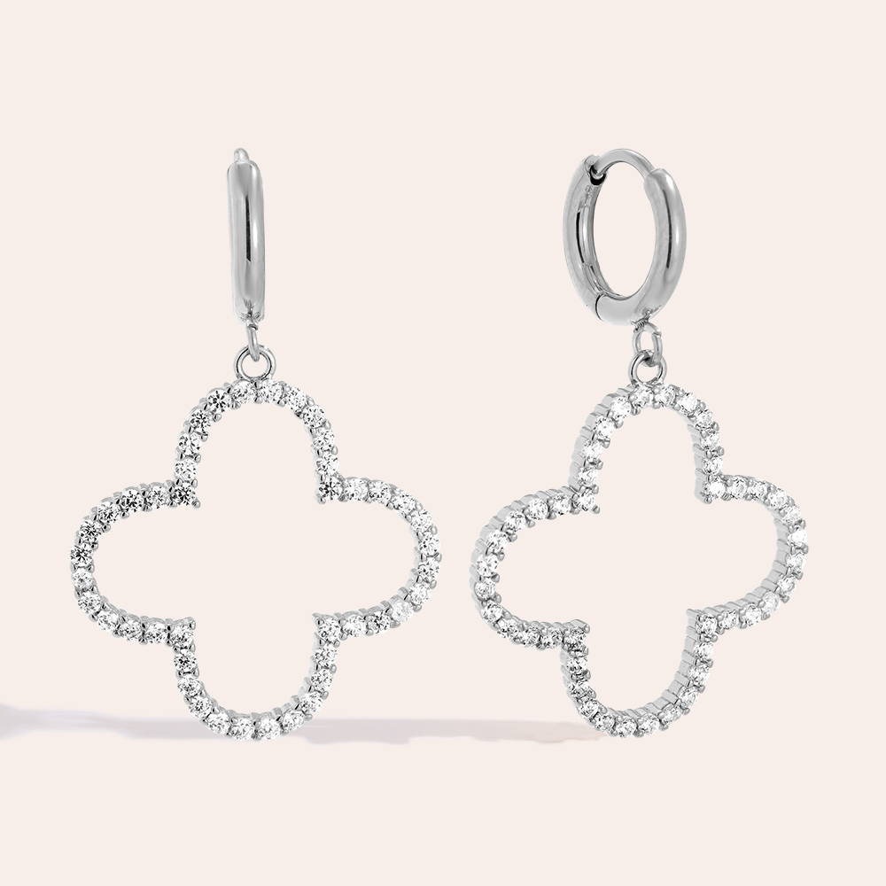 40mm Diamond Clover stainless steel earrings  
