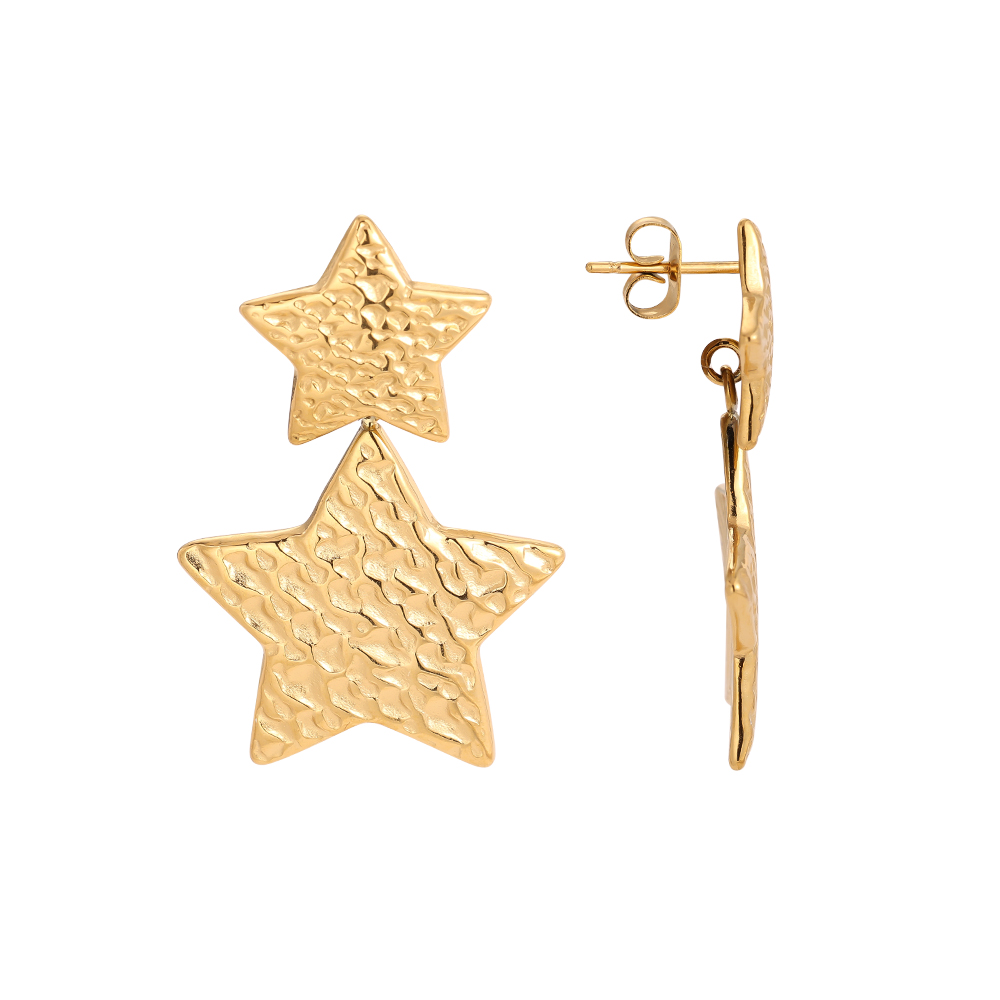 Stainless steel earrings 2 Golden Stars