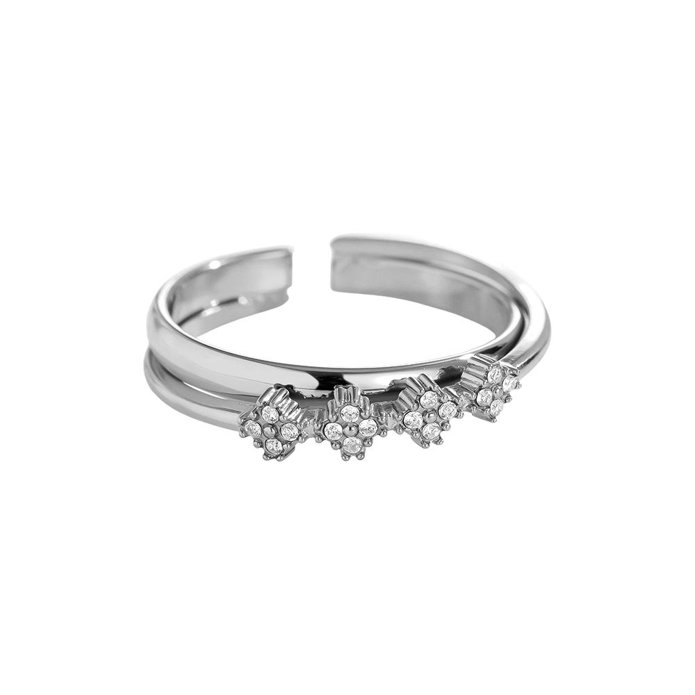 Mini Diamond Lucky Flower stainless steel ring    