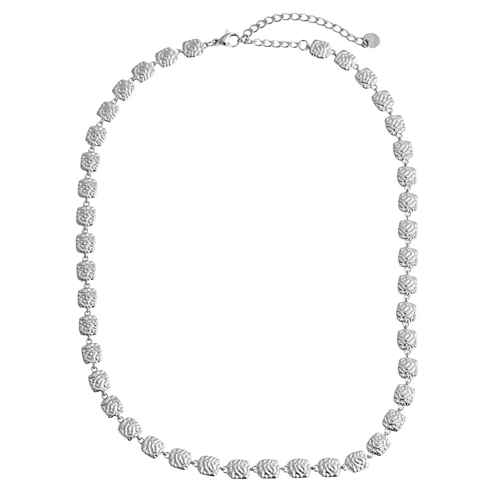 43cm irregular squares stainless steel necklace    