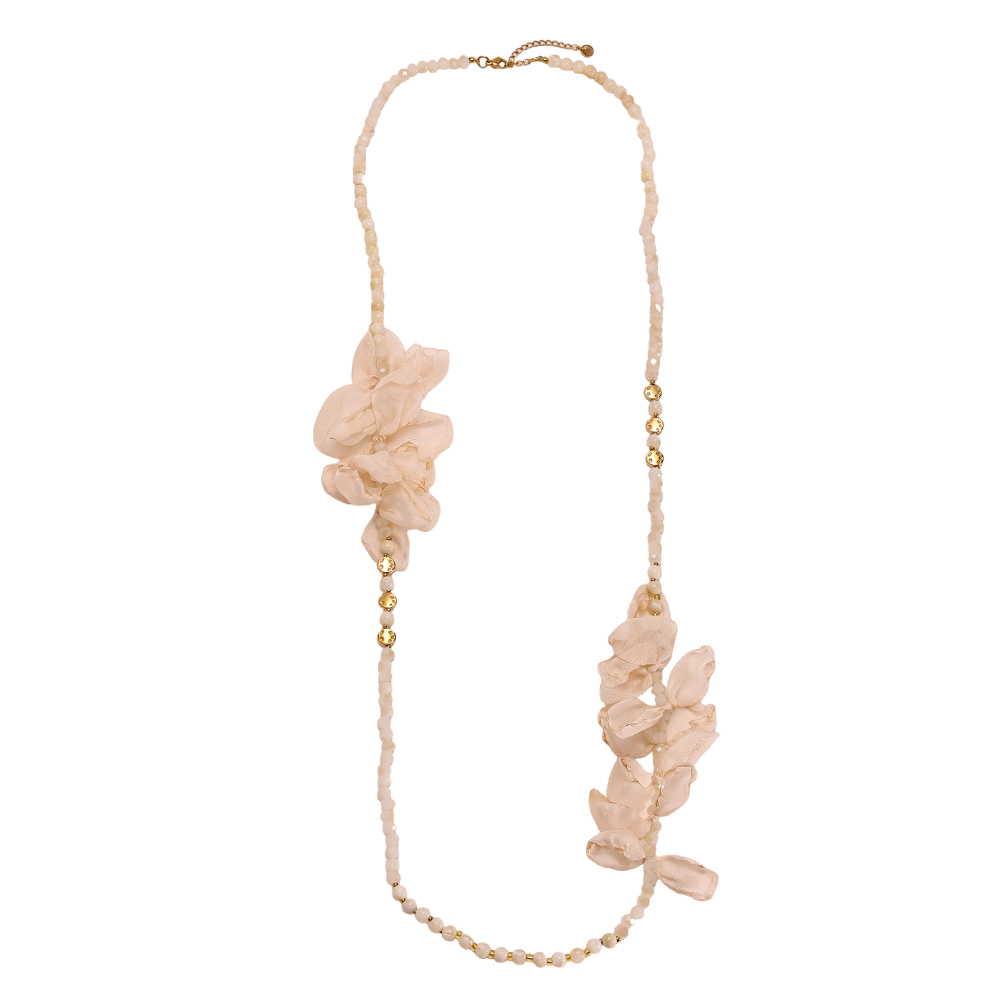 90cm crystal necklace with petals Stainless steel necklace        