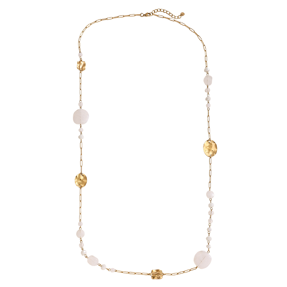 101cm crystal plate and gold plate stainless steel necklace      