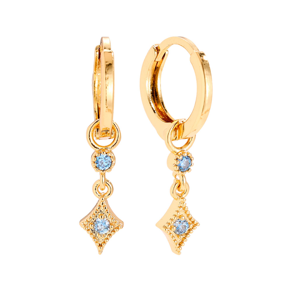 2.5cm Blue Diamonds Gold-plated Earrings   