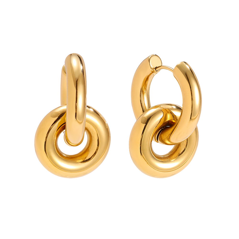 Stainless steel earrings, 31mm, two round rings