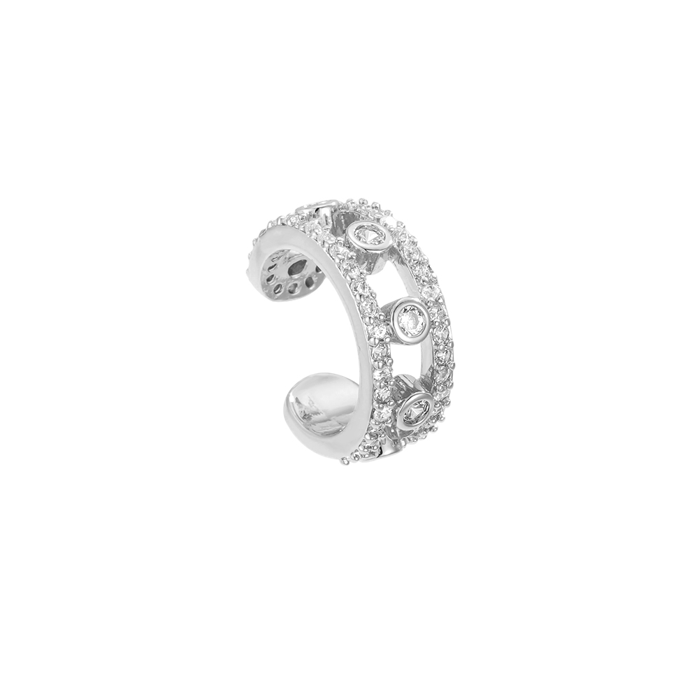 Gold-plated ear cuffs 15mm double chain zirconia