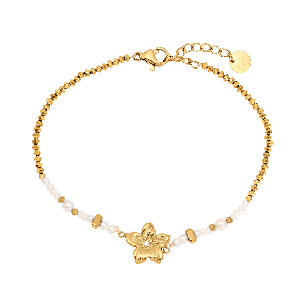 17cm Nice Flower And Pearl stainless steel bracelet     