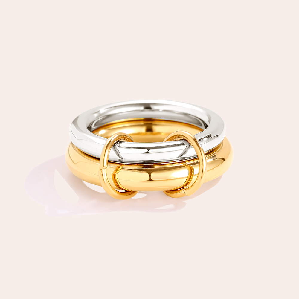Two Layer Gold And Silver Ring Set Stainless Steel Ring    