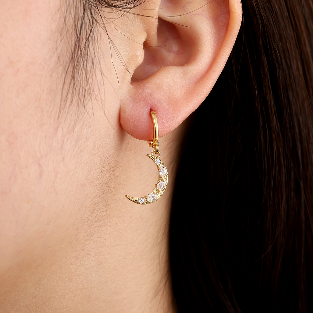 3cm Diamond Moon gold-plated earrings     