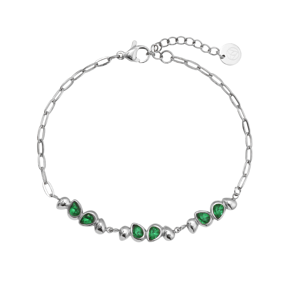 Stainless steel bracelet 17cm Nice Green Diamond