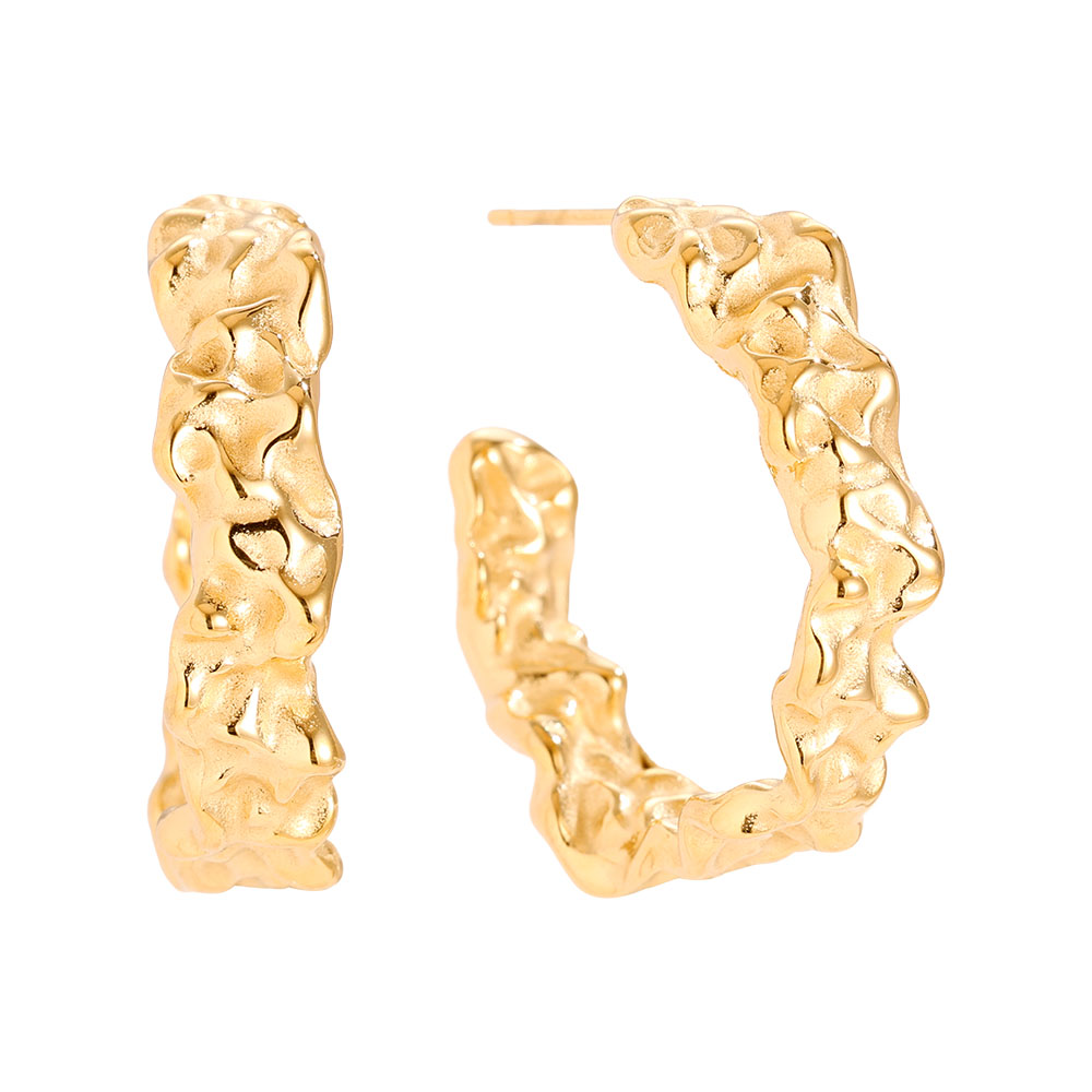 29mm Uneven Half Hoop Stainless Steel Earrings       29mm Uneven Half Hoop Stainless Steel Earrings