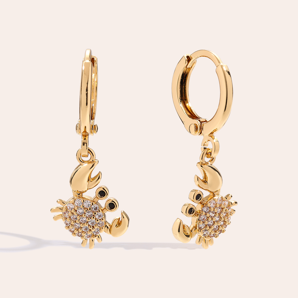 27mm Seecrabs Diamond Gold Plated Earrings