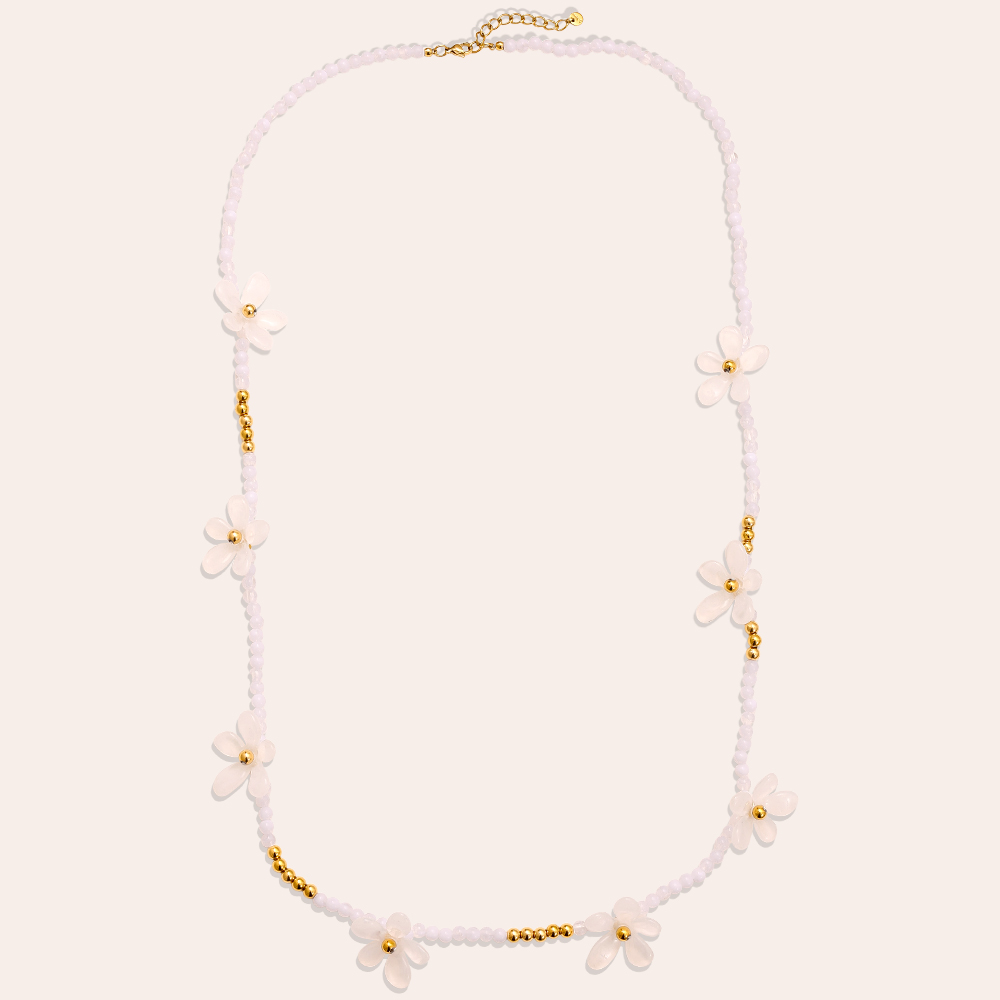 105cm Pretty Resin Flower Stainless Steel Necklaces  