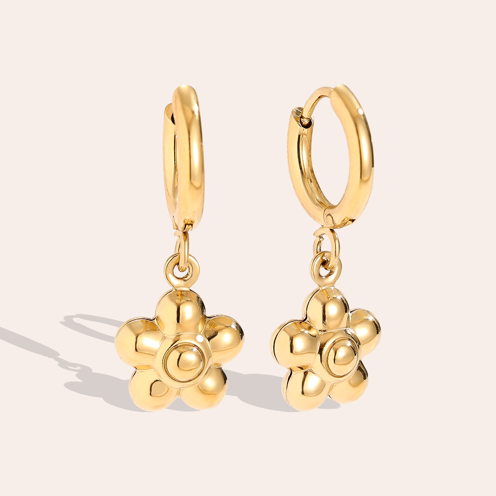 1*2.5cm cute flower stainless steel earrings   