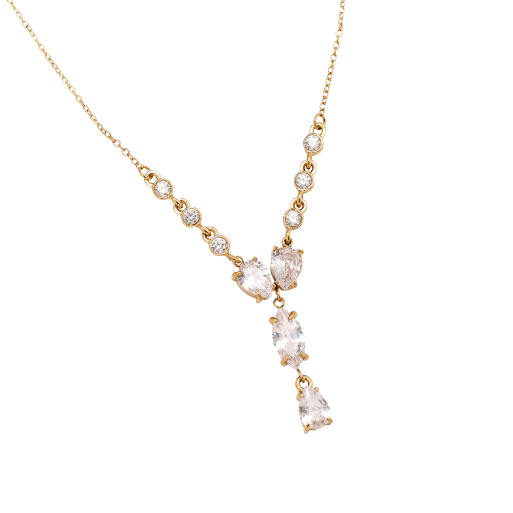 40cm Fancy Sparkling Diamond stainless steel necklace   