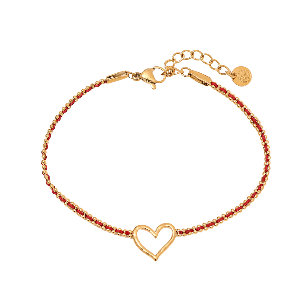 17cm Heart In Red Chain stainless steel bracelet     