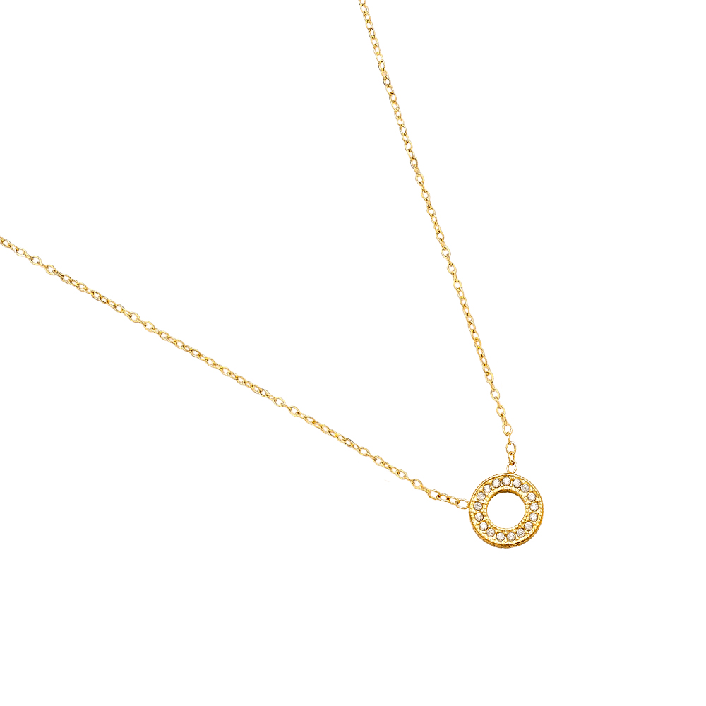 40cm zirconia circle stainless steel necklace     