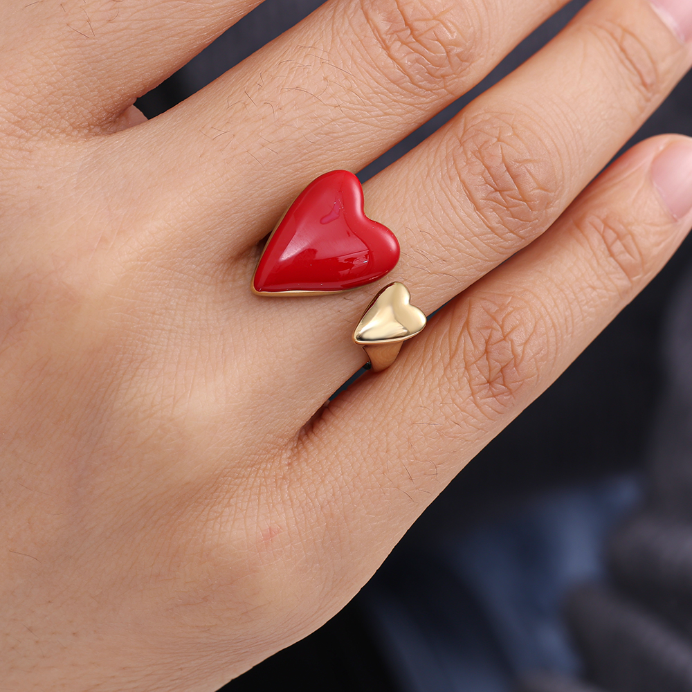 Sweet Red Heart stainless steel ring    