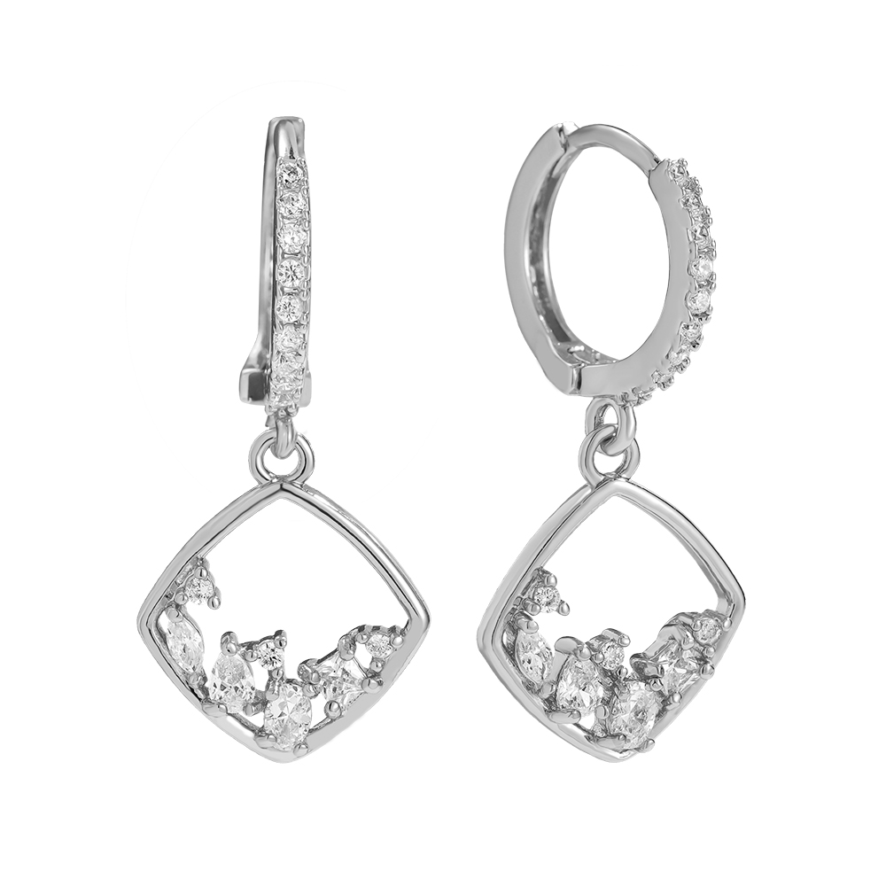 Gold-plated earrings 27mm Nice Diamonds Frame