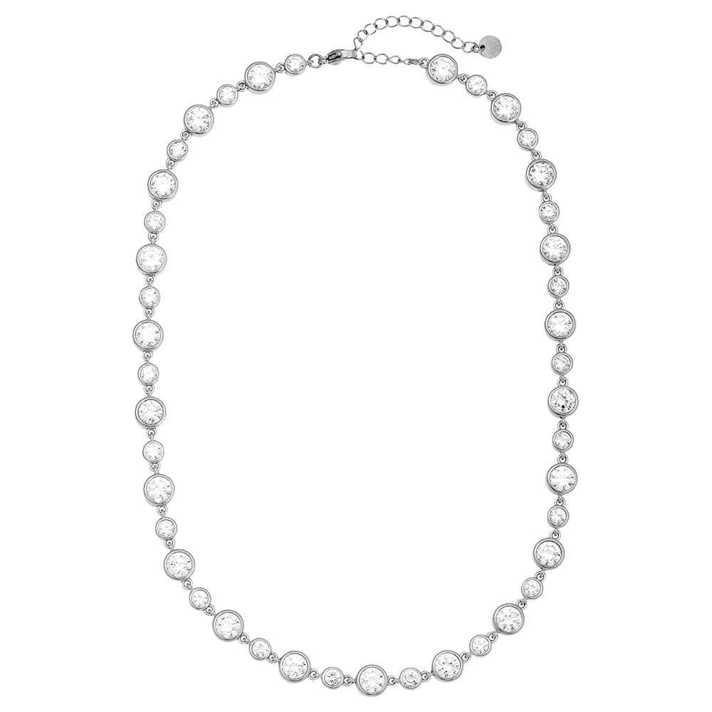 40cm Fancy Round Diamond Chain Stainless Steel Necklace 