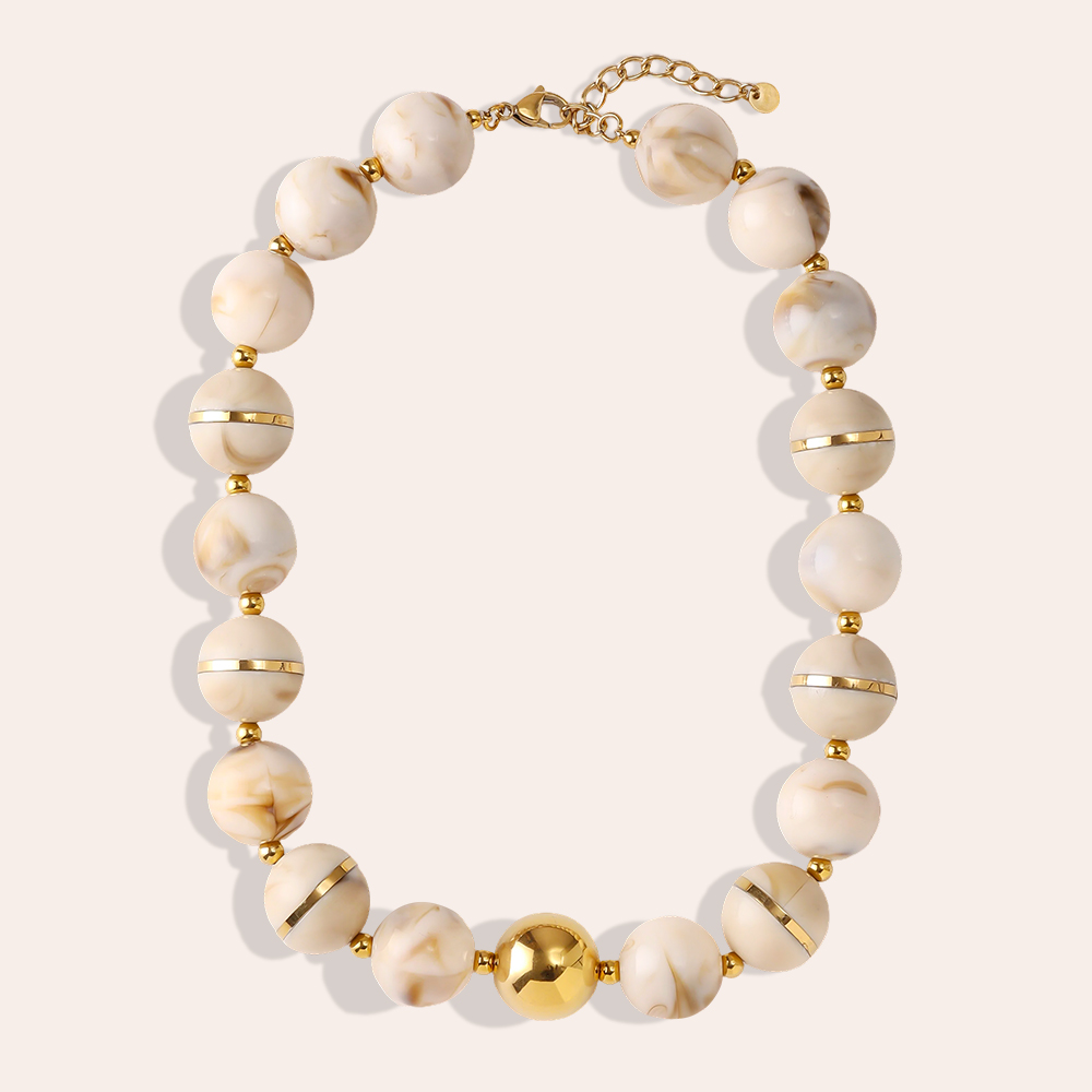 48cm round acrylic bead chain stainless steel necklace    