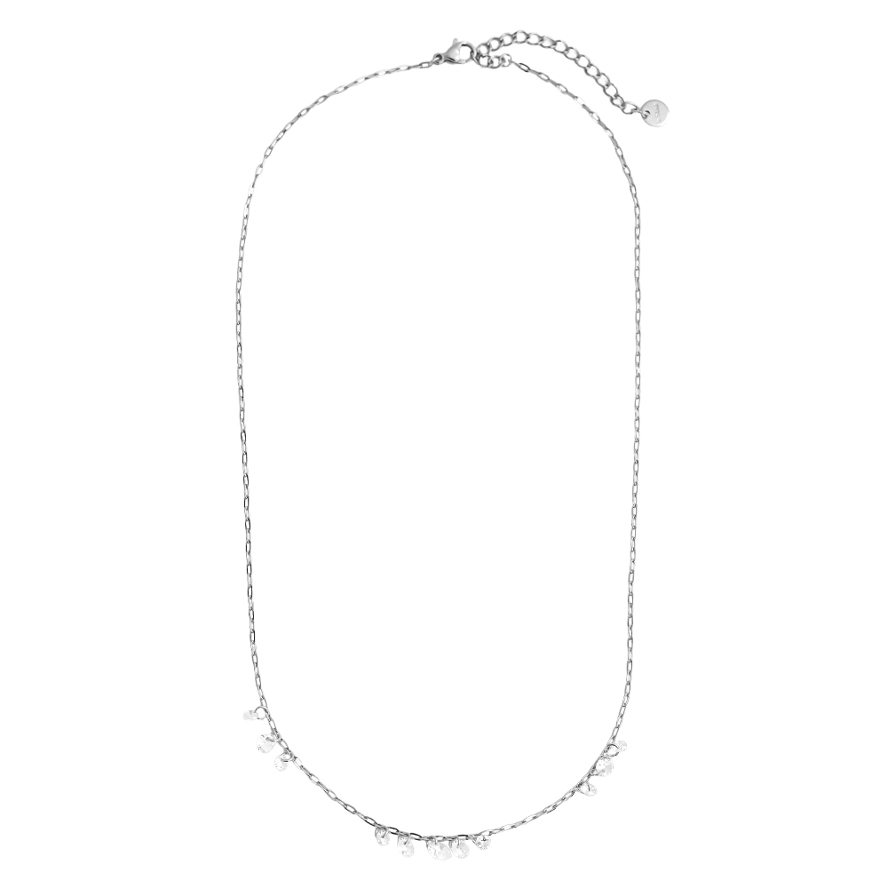 40cm crystal zirconia drop stainless steel necklace