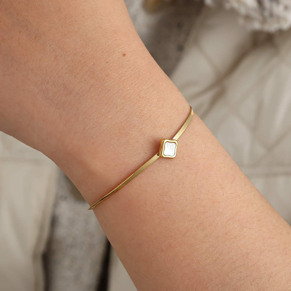 17cm Shell Flower stainless steel bracelet     