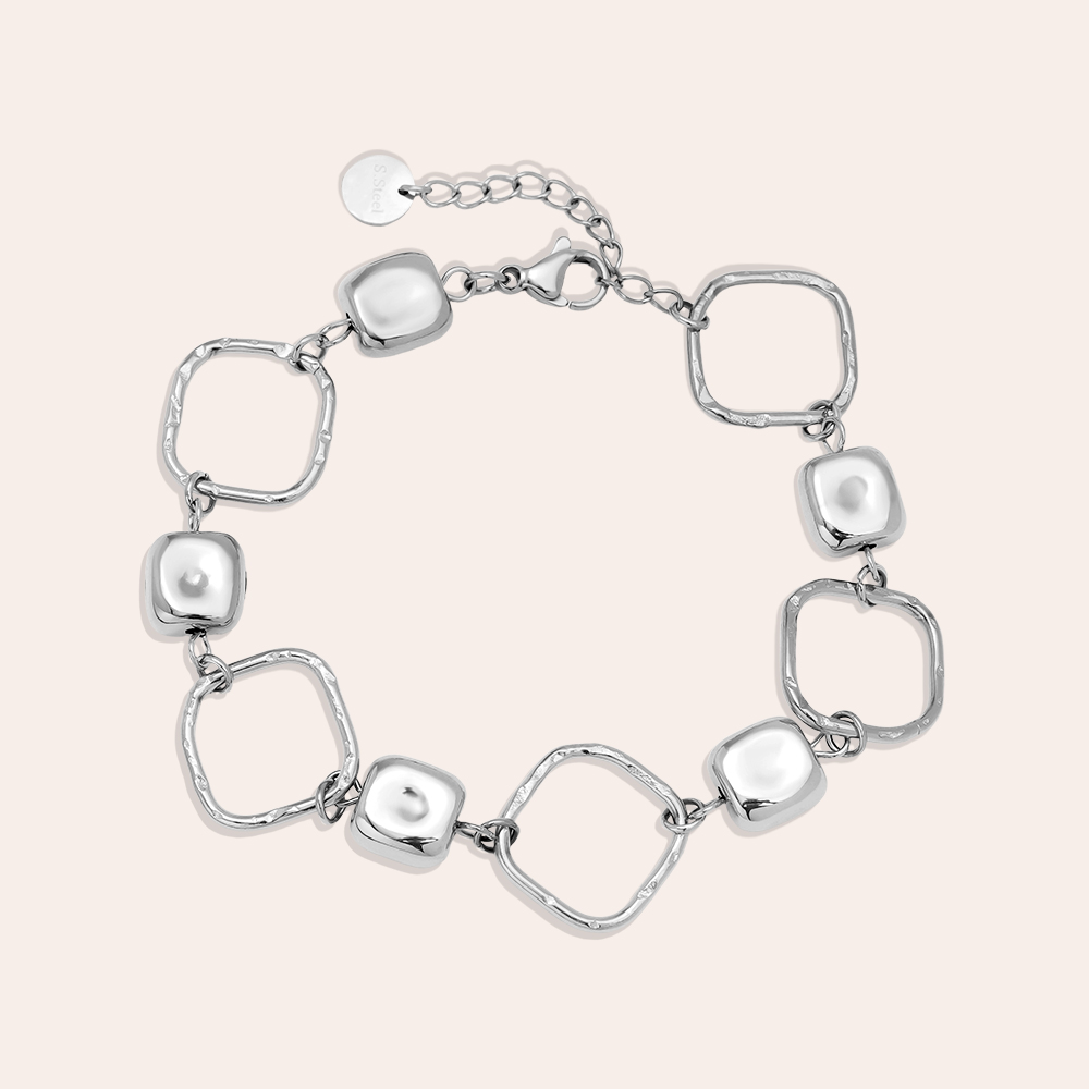 Stainless steel bracelet 17cm Cube Chain