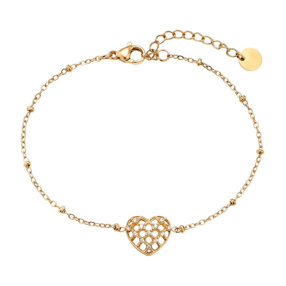 17cm Pretty Diamond Heart stainless steel bracelet   