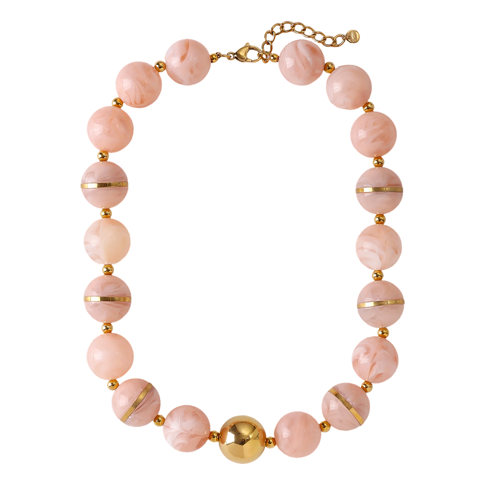 48cm round acrylic bead chain stainless steel necklace    