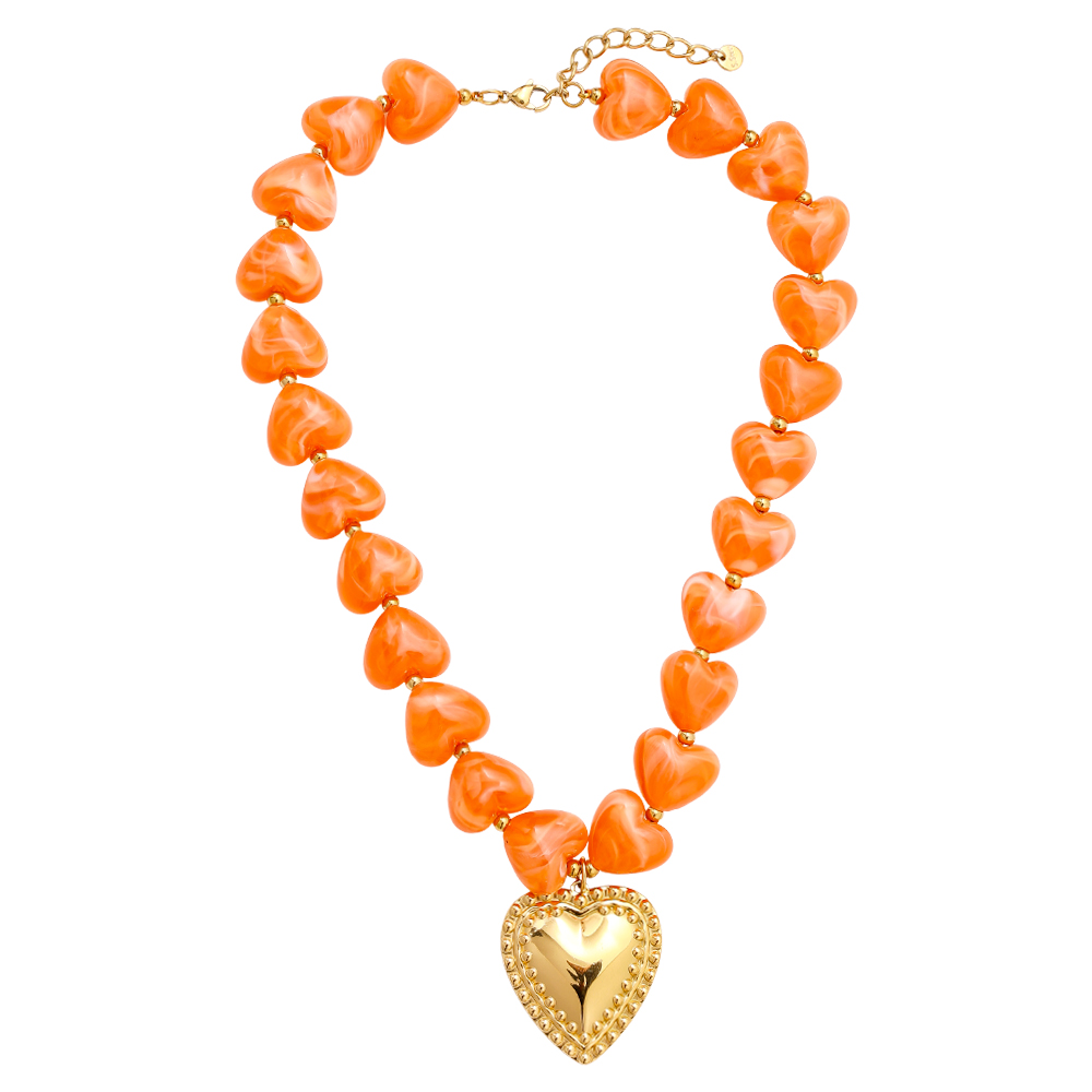 45cm Acrylic Heart Chian stainless steel necklaces 