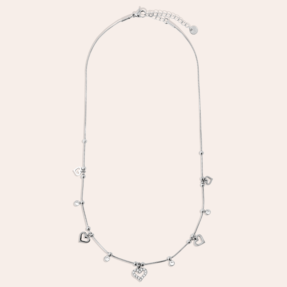 42cm Heart And Diamond Heart stainless steel necklace      