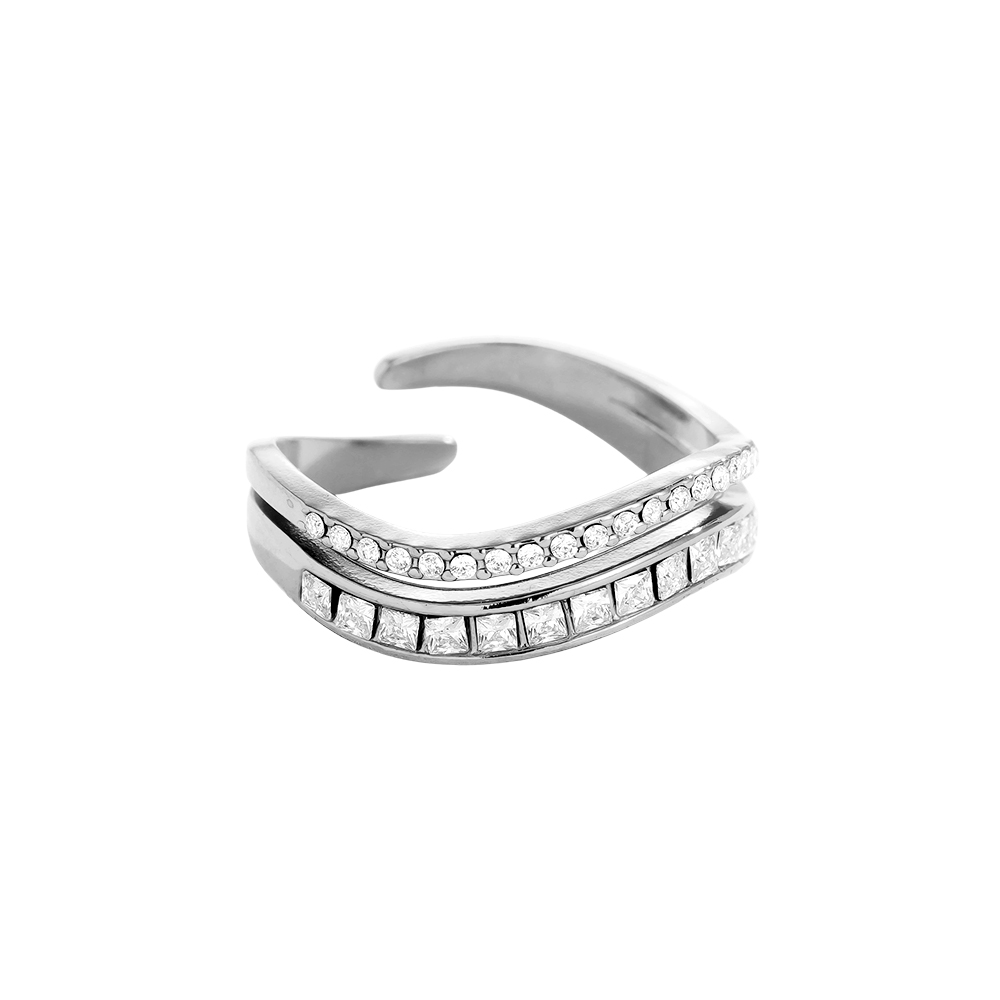 Soft Diamond Wave stainless steel ring    