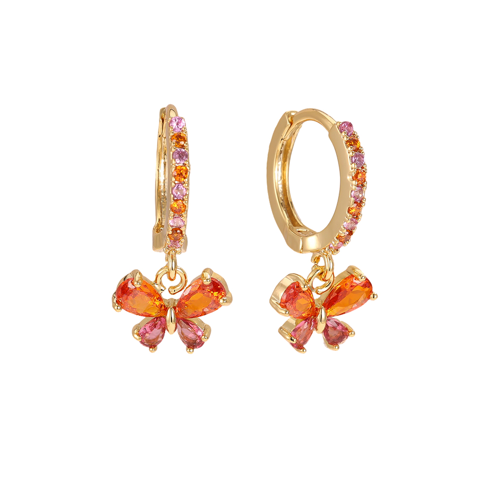 Gold-plated earrings 20mm Diamond Butterfly