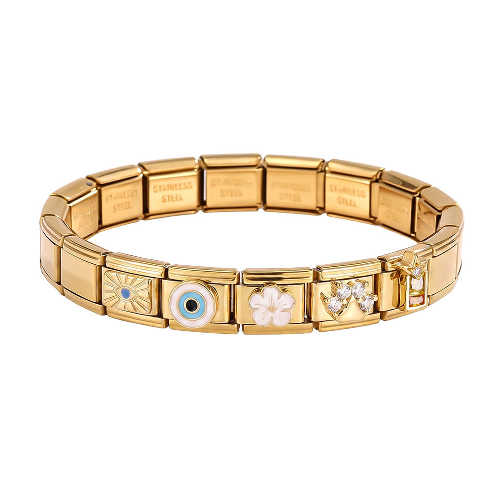 adjustable modular charms stainless steel bracelet    